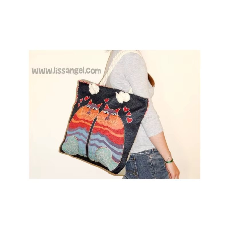 Multipurpose bag made of resistant fabric - Cats in love / Beach bag, shopping bag...