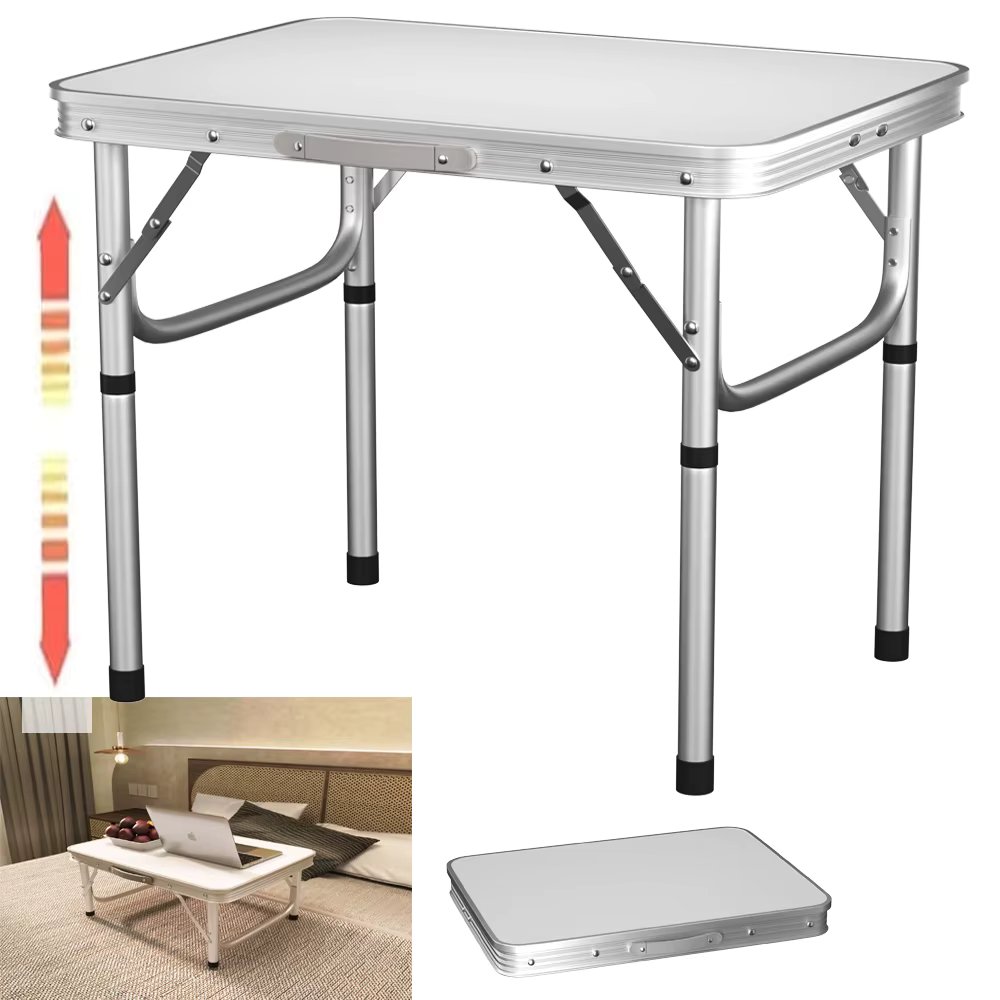 2ft Folding Camping Table with 2 Adjustable Height, Lightweight Aluminium Picnic Table,Portable Foldable Picnic Table for Party