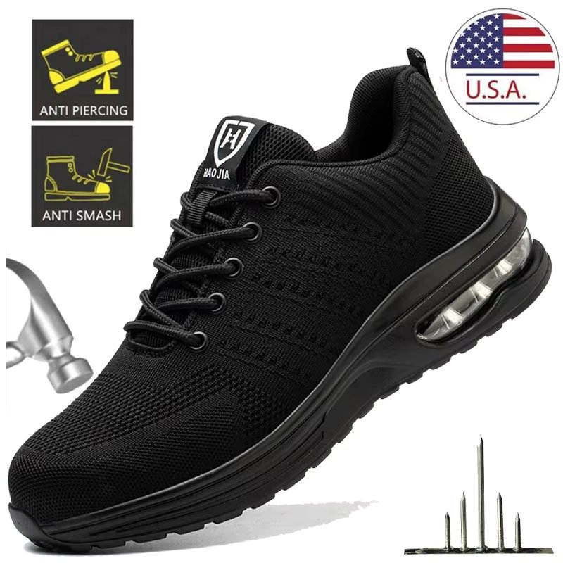 Men's Work Safety Shoes, Steel Toe Shoes, Puncture Resistant Impact Resistant Wear-resistant Outdoor Fashionable Sports Shoes