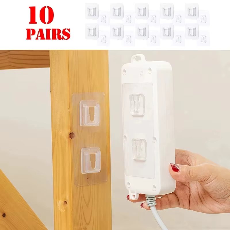 5PCS/10PCS Cable Organizer Double-Sided Adhesive Wall Hooks Hanger Strong Hooks Suction Cup Sucker Wall Storage Holder