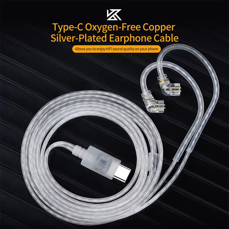 KZ Headphone Cord 2pin Cable Silver Plated Cable Type C Upgrade Cable Earphone Wire Original Replacement ZS10 Pro X Headset Wire