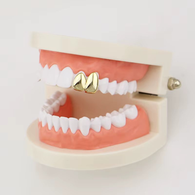 HipHop Tooth Grillz Cap Gold Plated Removable Top Bottom Dental Grill Punk Teeth Caps Halloween Cosplay Jewelry Gift