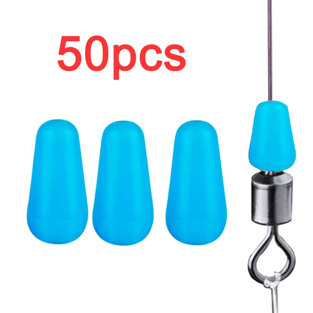 50Pcs/lot Anti-winding Rubber Space Bean High Quality Sea Carp Fly Fishing Blue Rubber Oval Stopper Fishing Float Fishing Bobber