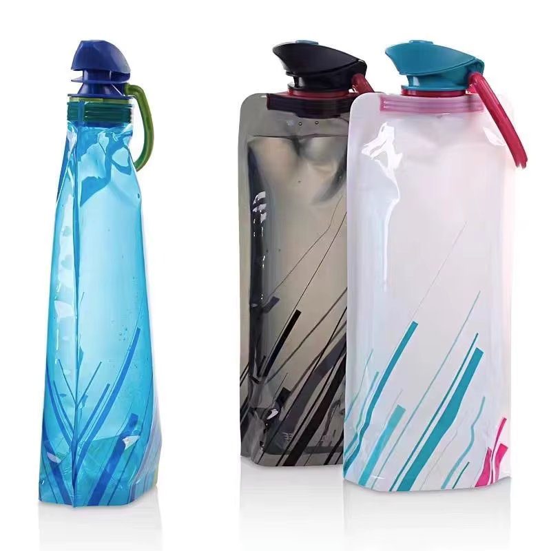 700ml Hiking Camping Reusable Portable Ultra-Light Outdoor Sports Drop Transport Water Bags Foldable Soft Water Bag