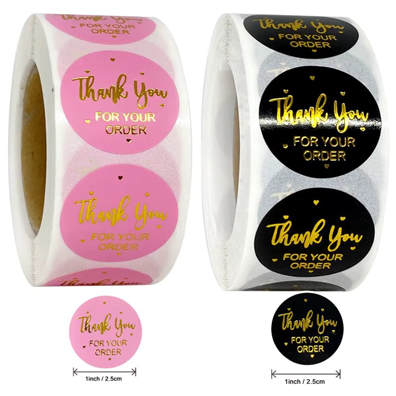 50/500pcs Round Thank-You Gilding Powder Sealed Sticker Gift Store Holiday Party Decoration Label Scrapbook Stationery Sticker