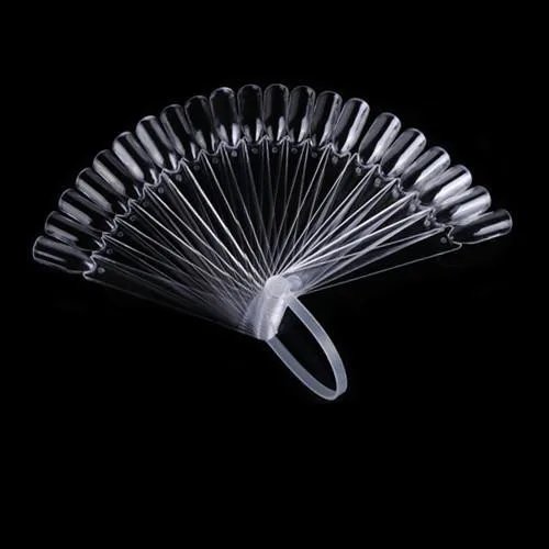 24/32Pc False Tips Clear Nature Nail Art Display Oval Fan Style Nail Swatch Polish Stand Tips Practice Manicure Accessories Tool