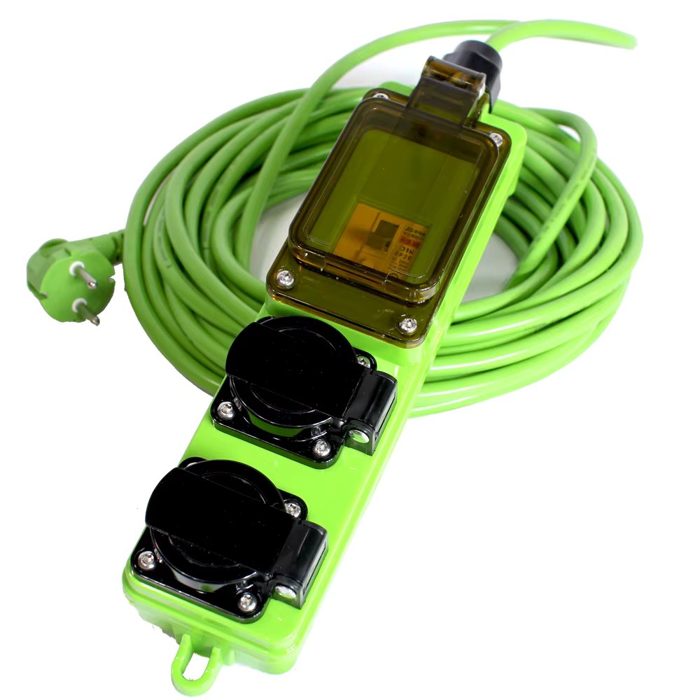 One-stop 4000W High Capacity Blow Type Multi-tap Electric extension line Blocator with built-in 2-shaped green color