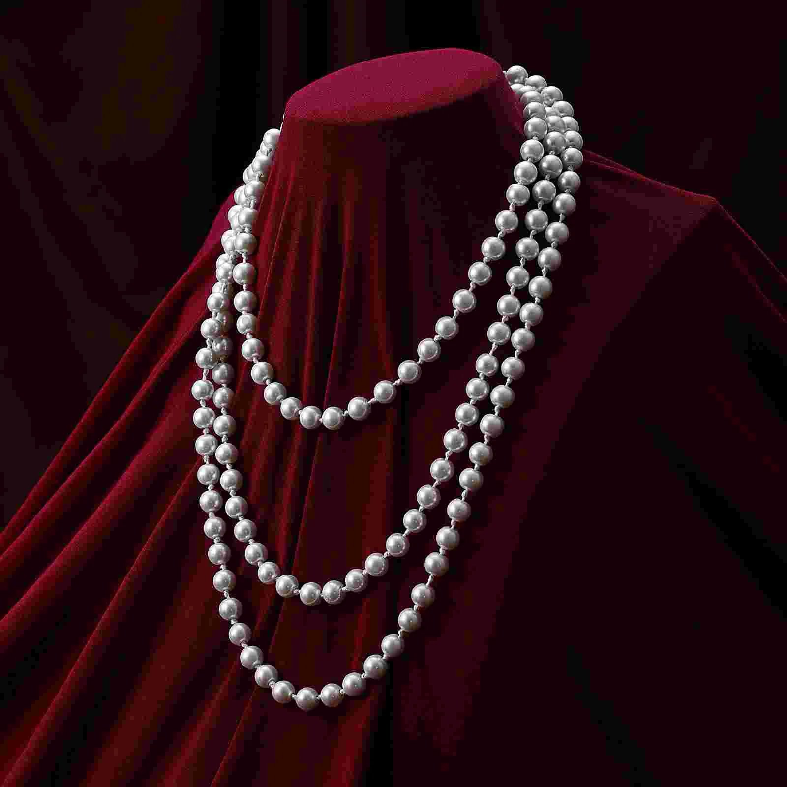 Long Pearl Necklaces Flapper Beads Necklace Women Cream White Pearl Strand Layered Necklaces Sweater chain fashion Jewelry gift