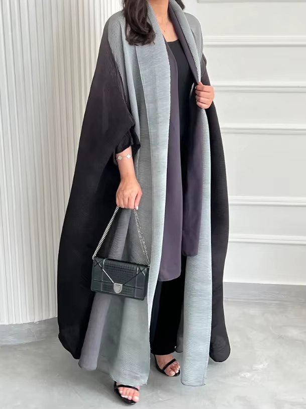 Miyake Pleated Vintage Printed Turn-down Collar Long Sleeve Mix Women Coat Woman Winter 2024 New Dubai Style Plus Size Coat