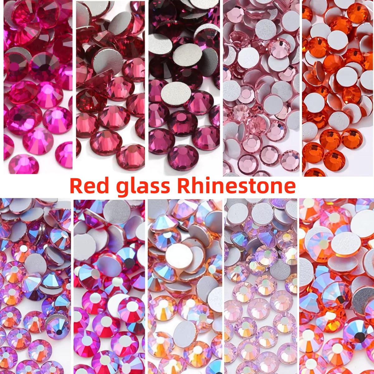 red ss3-ss30 Glitter Crystal Non Hotfix Rhinestones Nails Crystals Стразы Diy Nail Accessories 네일파츠 For Uñas Nail Charms Nail Ar