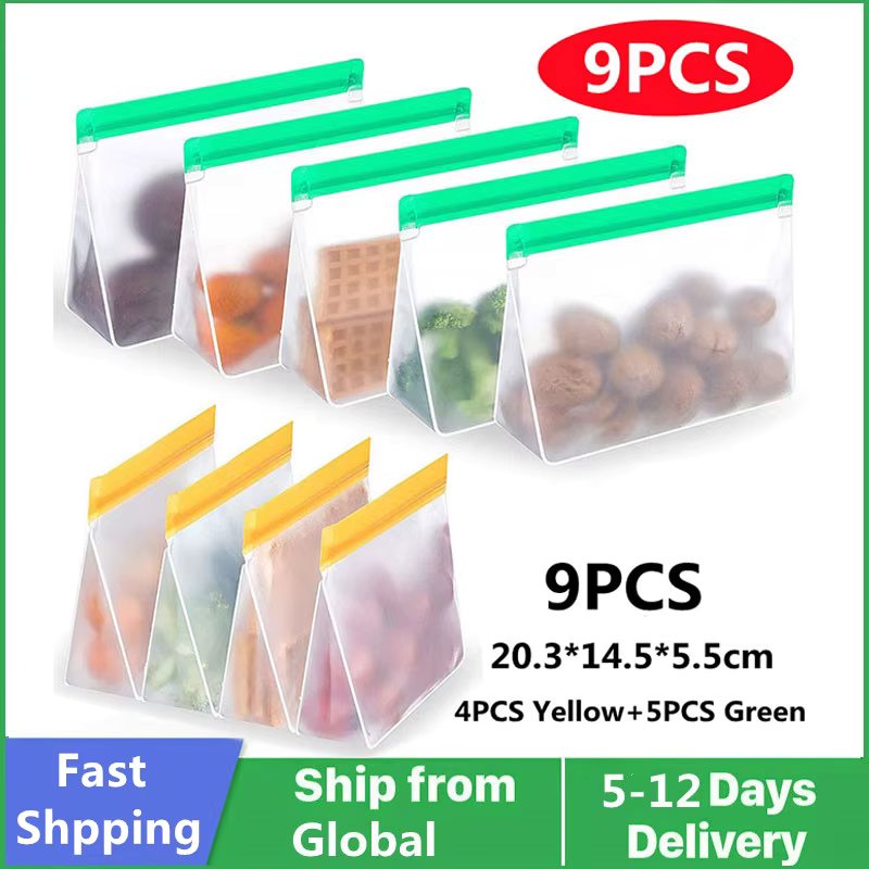 Reusable Silicone Food Bag Freezer Stand Up Fresh-keeping Bag Food Fruit Storage Bag Kitchen Leakproof Fresh Shut Bags BPA Free