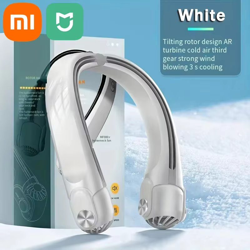 Xiaomi Mijia 8000mAh Wearable Neck Fan Portable USB Rechargeable Smart RC High Power Bladeless Turbine Fan Suitable for Outdoor