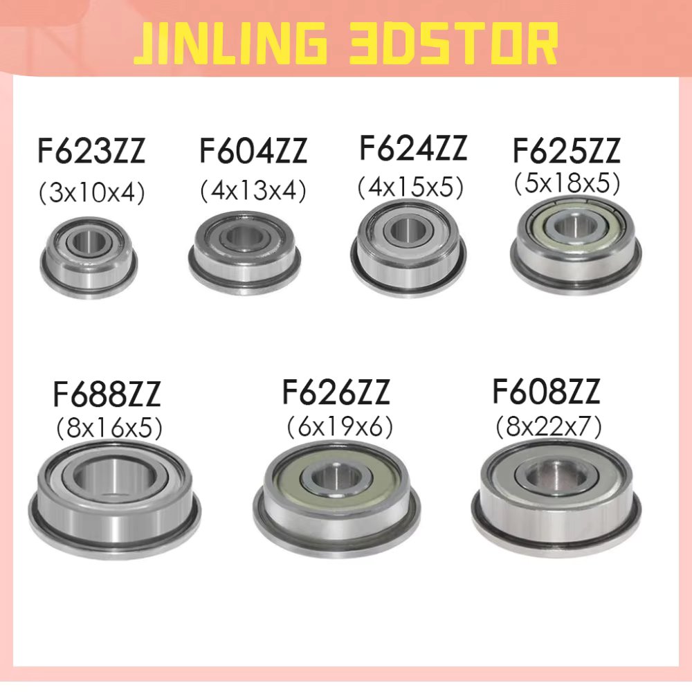 Flange Ball Bearings F604ZZ F623ZZ F624ZZ F625ZZ F684ZZ F688ZZ 3D Printers Parts Deep Groove Pulley Wheel Aluminium Part