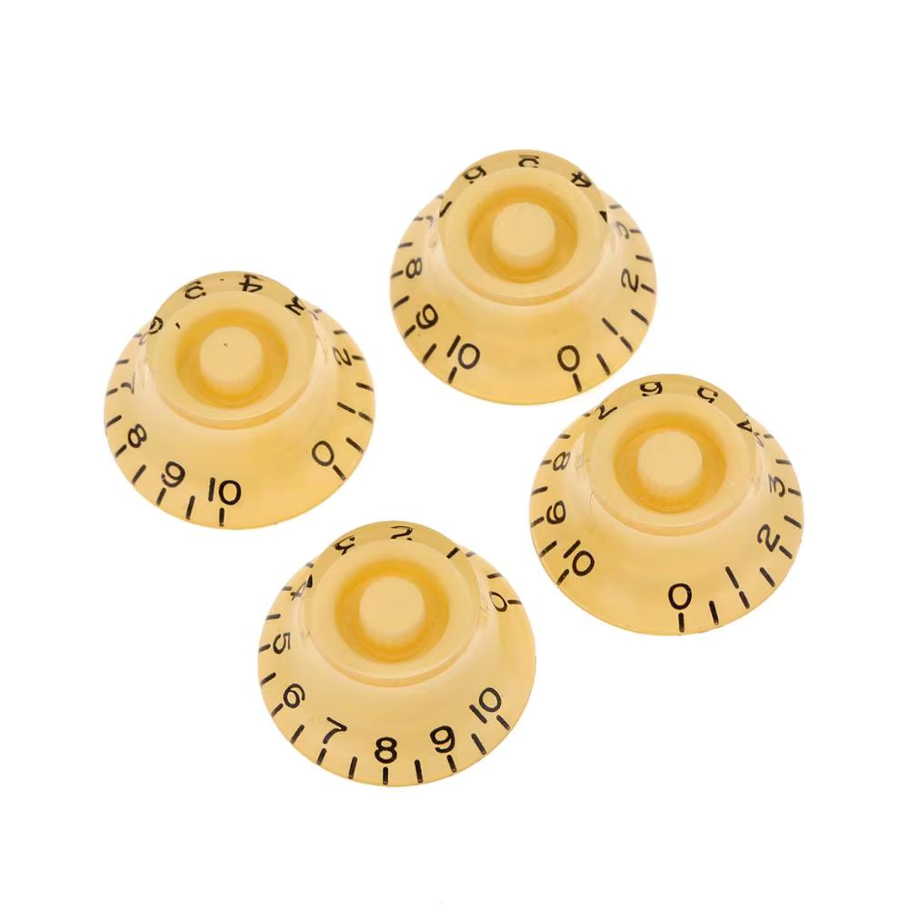 Musiclily Pro Metric Size 18 Splines Guitar Bell Top Hat Knobs for Epiphone Les Paul SG Style, Cream (Set of 4)