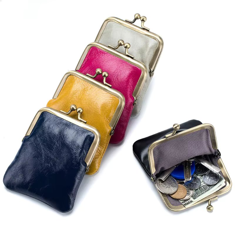 URBAN MASTER Coin Purse for Women Small Clip New Retro Fashion Genuine Cow Leather Short Wallet Europe Style 2033