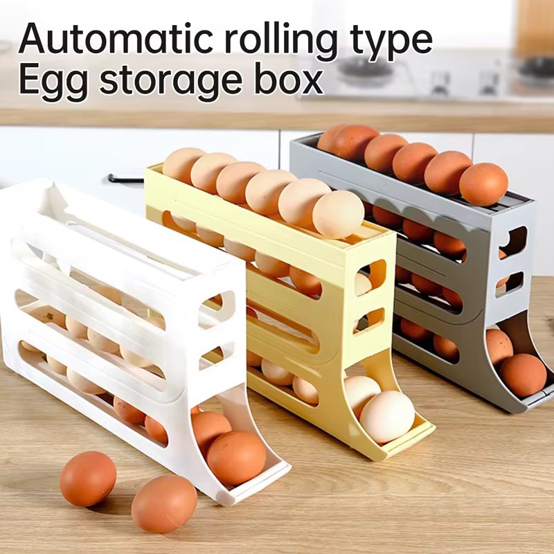 4-layer egg storage box automatic sliding egg roller refrigerator side door special fresh-keeping egg tray finishing device
