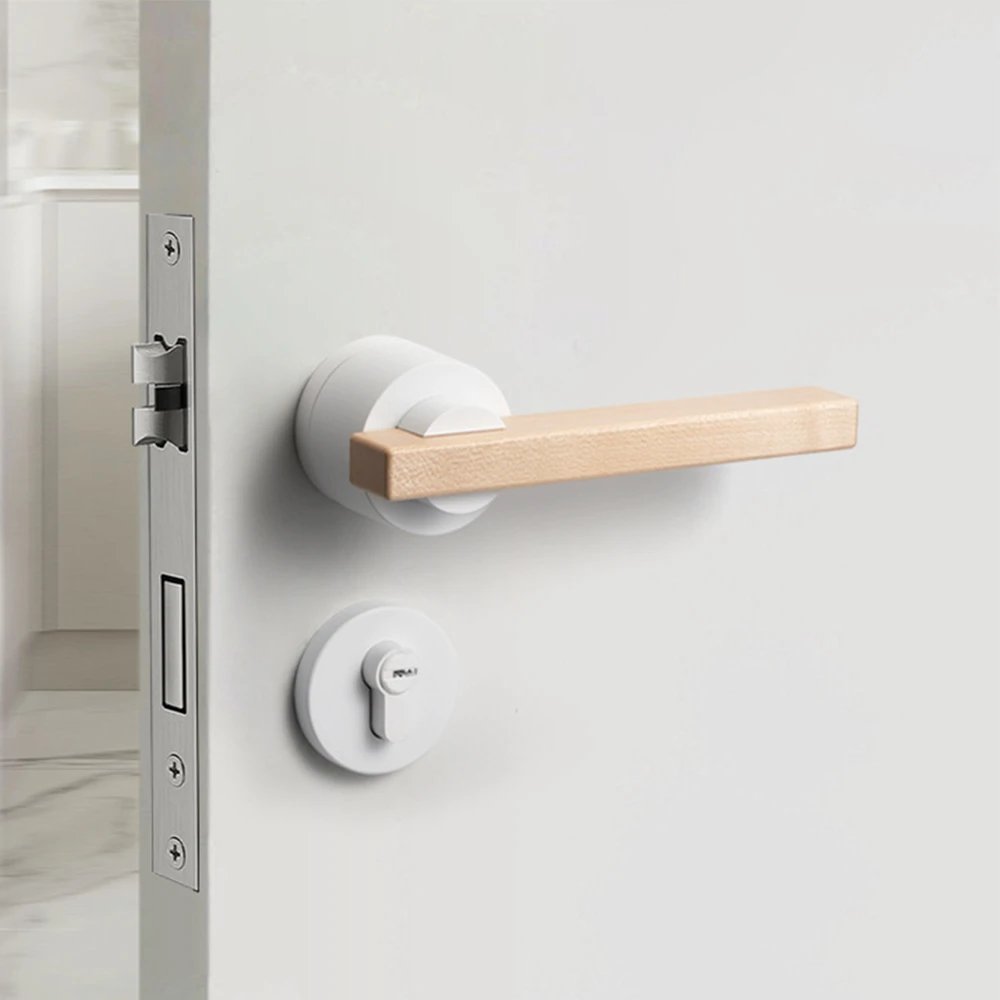 Walnut Indoor Silent Door Lock Household Universal Bedroom Bathroom Door Lock Chinese Wooden Door Handle Furniture Hardware
