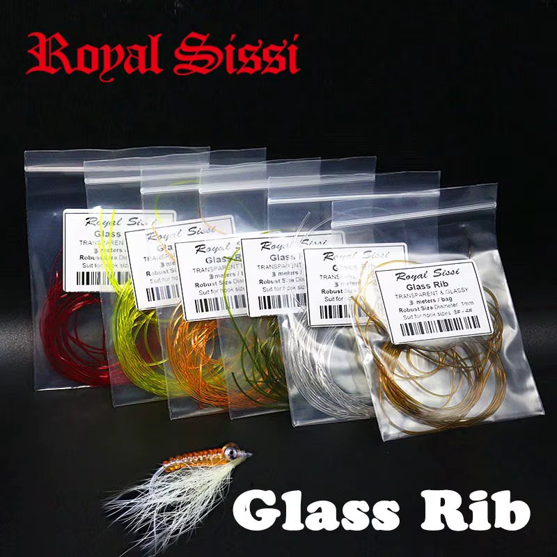 Royal Sissi 6colors set fly tying round glass ribs transparent nymph ribbing bigger buzzers glassy body wrap fly tying materials