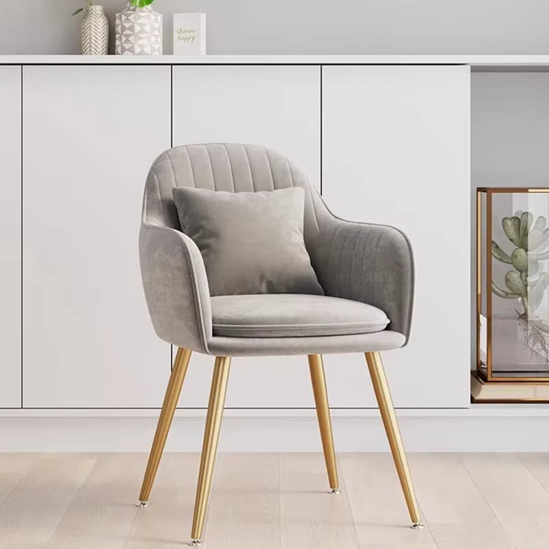 Aesthetic Modern Dining Chairs Luxury With Arm Rest Leg Protector Metal Living Room Chairs Designer Cushion Chaises Furnitures