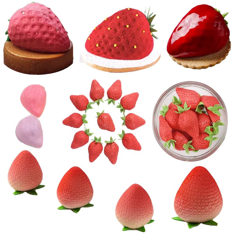 3D Strawberry Design Fruit Mousse Mould Silicone Cake Mold Fondant Cake Decorating Tools Candle Moulds Kitchen Supplies