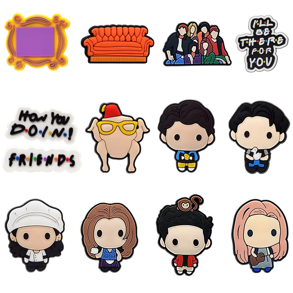 1-13Pcs Shoe Charms Old Friends Shoes Accessories Decorations Garden Shoes Upper Decorations Clogs Sandal Pins Man Women Gifts