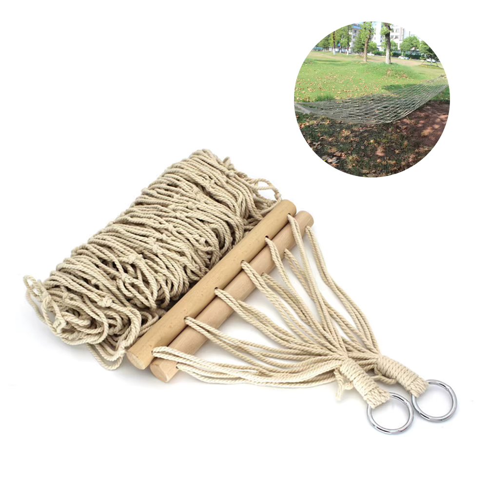 Cotton Rope Hammock Mesh Traditional Cotton Rope Hammock  Portable Chair with Bag for Camping Outdoor Portable Chair
