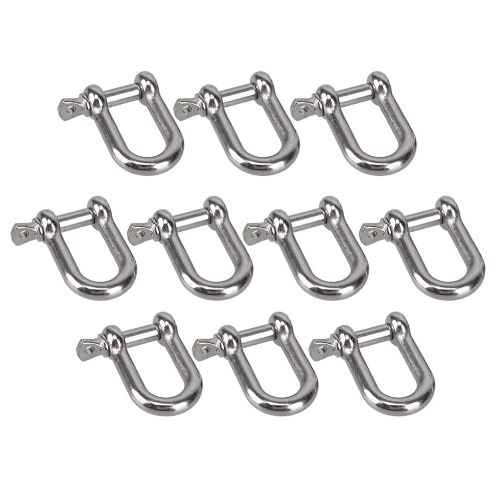 M6 D Type Shackle Short Paragraph Rigging 304 Stainless Steel 1/4 inch Shackle Hooks boat rigging hardware Pack of 10