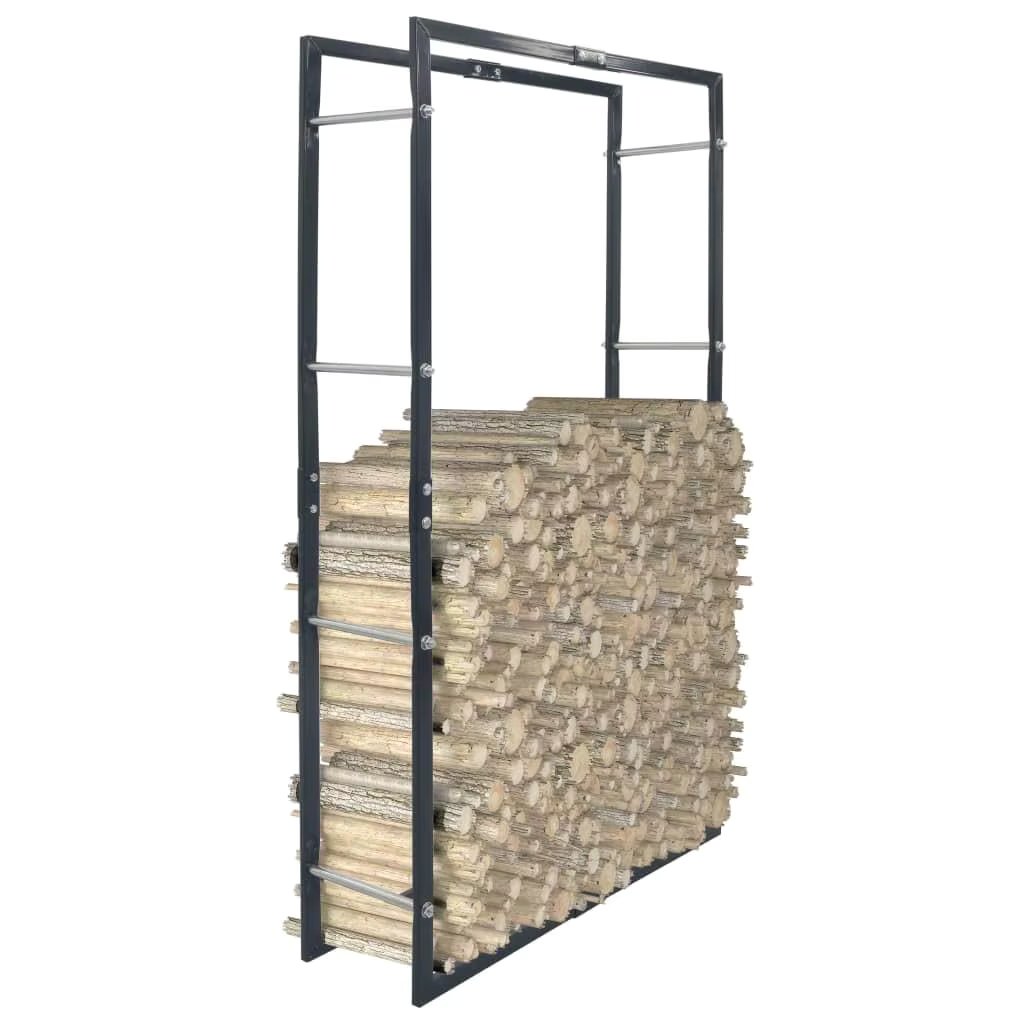 Durable Black Steel Firewood Rack - 31.5x9.8x59.1 for Efficient Storage