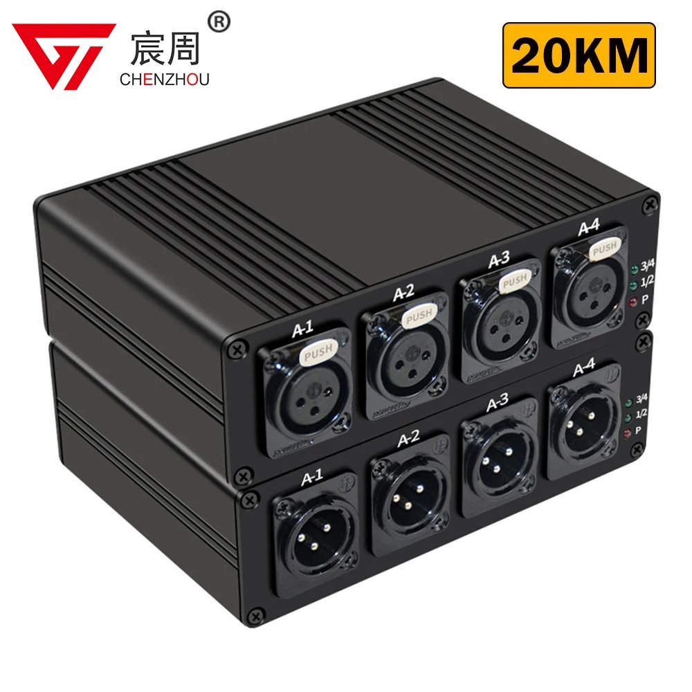 4 Channels XLR Audio Fiber Optical Extender via SC Fiber Optical up to 20km XLR Balanced Extender Audio Transmitter Receiver Kit