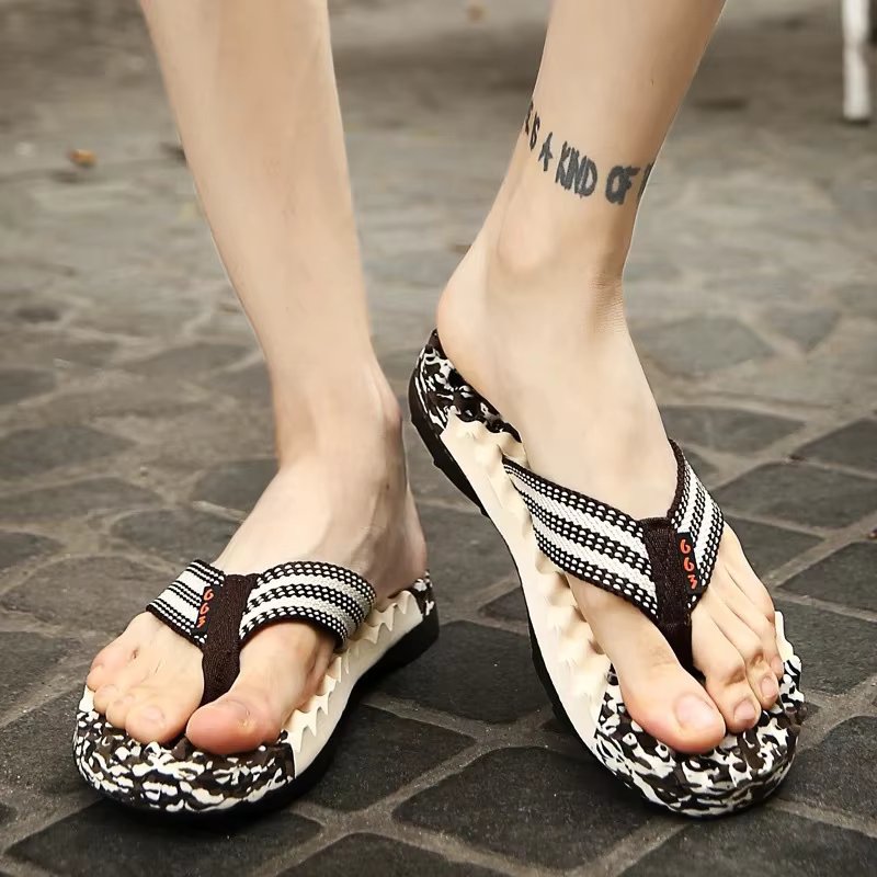 ZOKI Mix Color Platform Flip Flops Men 2024 New Clip Toe Thick Bottom Massage Slippers Man Comfort Casual Non-Slip Beach Shoes