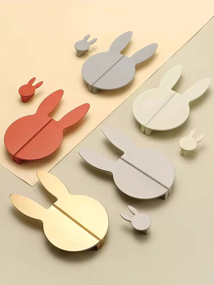 Colorful Cute Rabbit Cabinet Handles For Children's Room Mouse Wardrobe Pulls Home Decor Aluminum Alloy Furniture Hardware