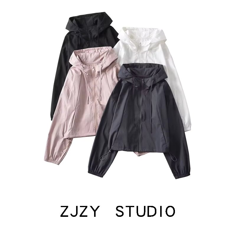 ZR Western Sle Za Women clothes French sle Niche Loose Drawstring Waist Long sleeve Fashion Hood Jacket