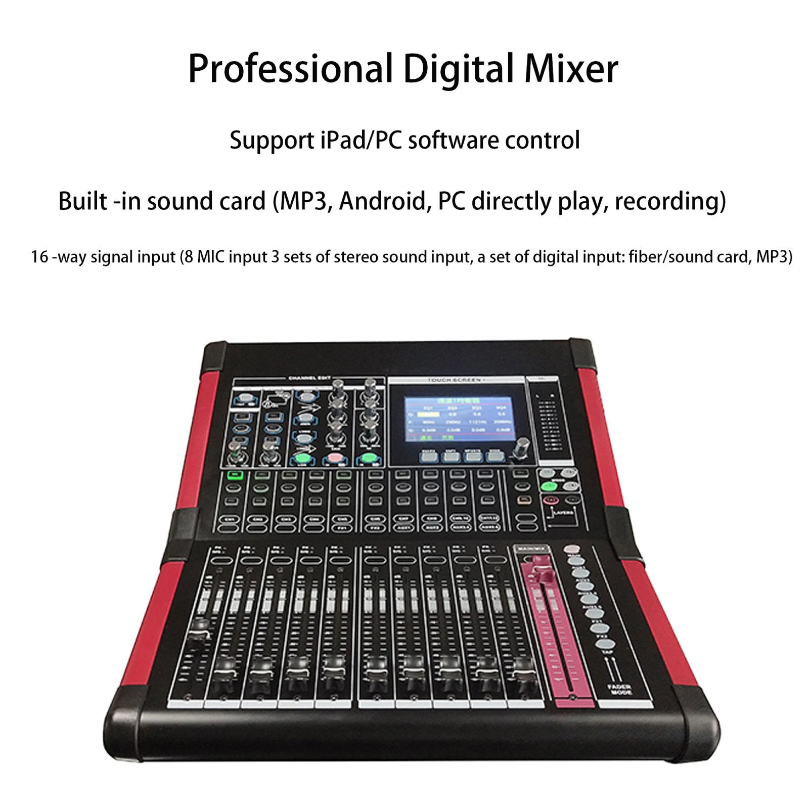 Shenndare D16 Professional Digital Mixing iPad/PC Software Control Sound Card DJ Audio Mixer16 Channel Performance Audio Speaker