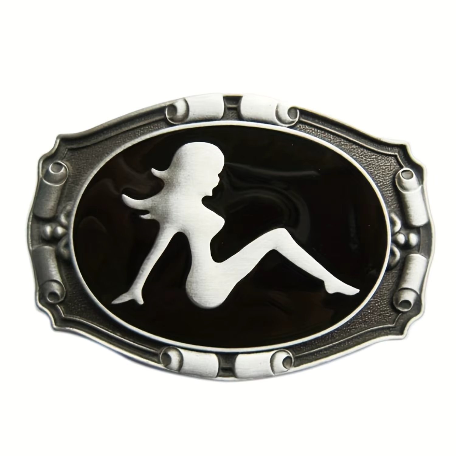 Western Men's Zinc alloy Leather Belt Buckle Vintage Motorcycle girl Pattern