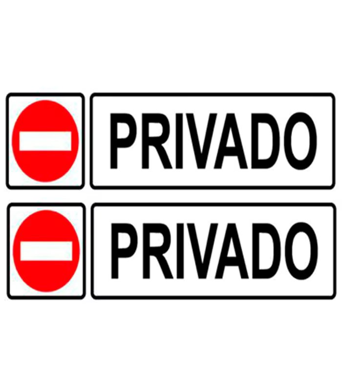 Tradineur - Pack of 2 private signage labels, PVC, rectangular prohibition stickers, posters with adhesive, le