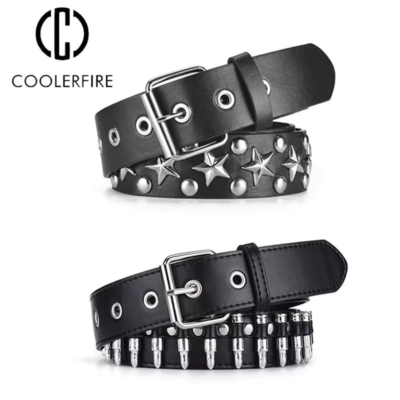Ladies' Grunge Punk Pin Buckle Personality Studded Enduro Belt For Jeans Hipster, Suitable For Daily Use LYD002