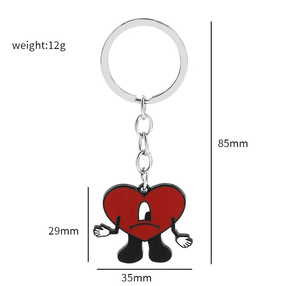 Trend Bad Bunny Necklace Cosplay Singer Bad Rabbit Red Heart Pendant Neck Chain Cute Decoration Jewelry Accessories for Fan Gift