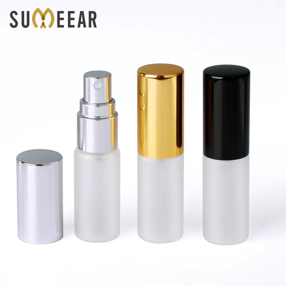 100 Pcs/Lot 5ml Refillable Perfume Atomizer Spray Bottle Frosted Glass Bottle Pump Portable Travel Container Cosmetic for Gift