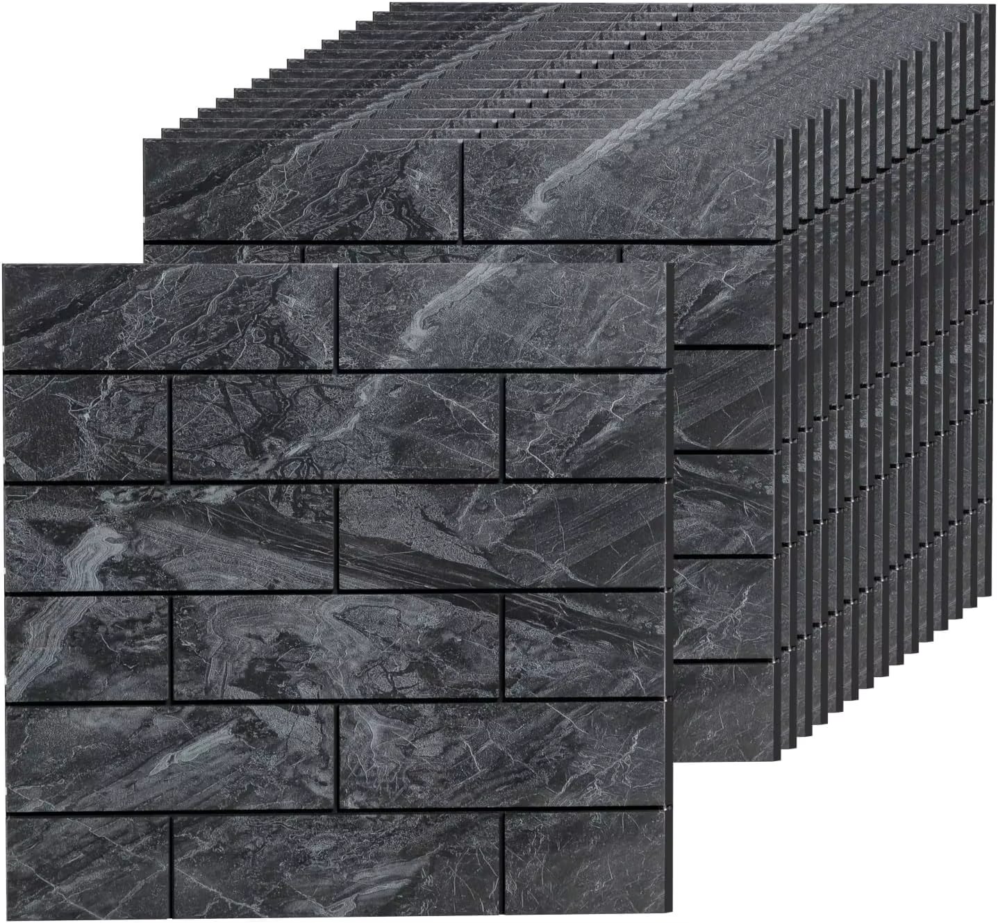 Backsplash Peel and Stick, Back Splashes Grey 40 Pieces PET Subway Tile, 3D Wall Panels for Kitchen, Bedroom, Stairs