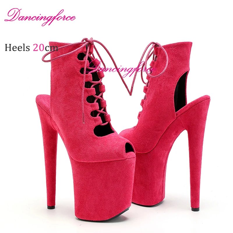 20cm Snake Print  Pole Dance Ankle Boots Gladiator Strip Heels Crossdresser Sexy Fetish Women Shoes Big Size