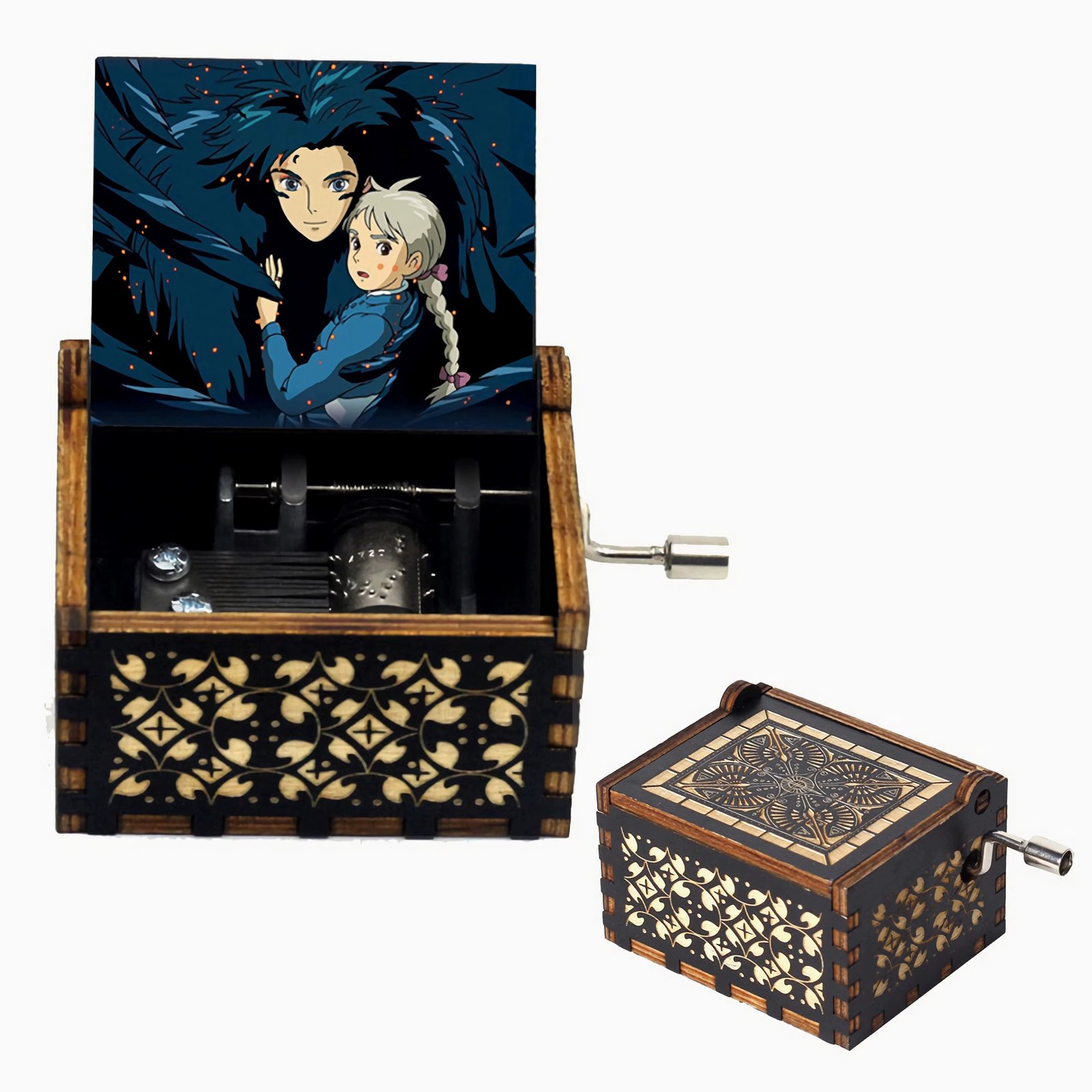 Howl Castle Music Box Anime Theme Music Merry Go Round of Life Wooden Hand Cranked Musical Box New Year Birthday Gift