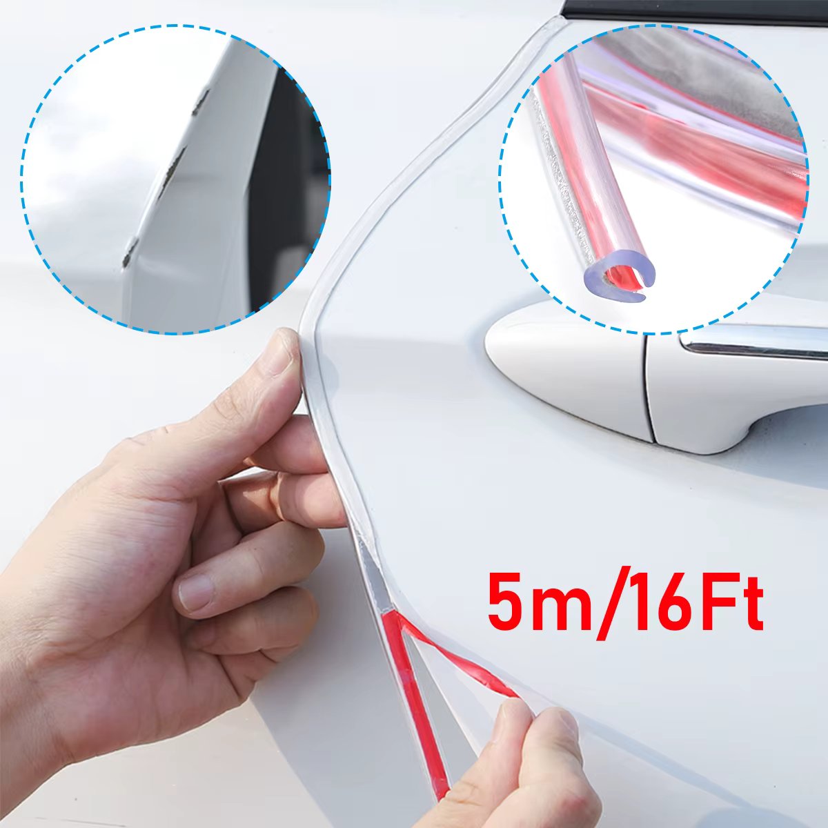 5M Universal Car Door Edge Guard Trim Moulding Strip Rubber Anti Scratch U Type Transparent Seal Auto Protector Styling Adhesive
