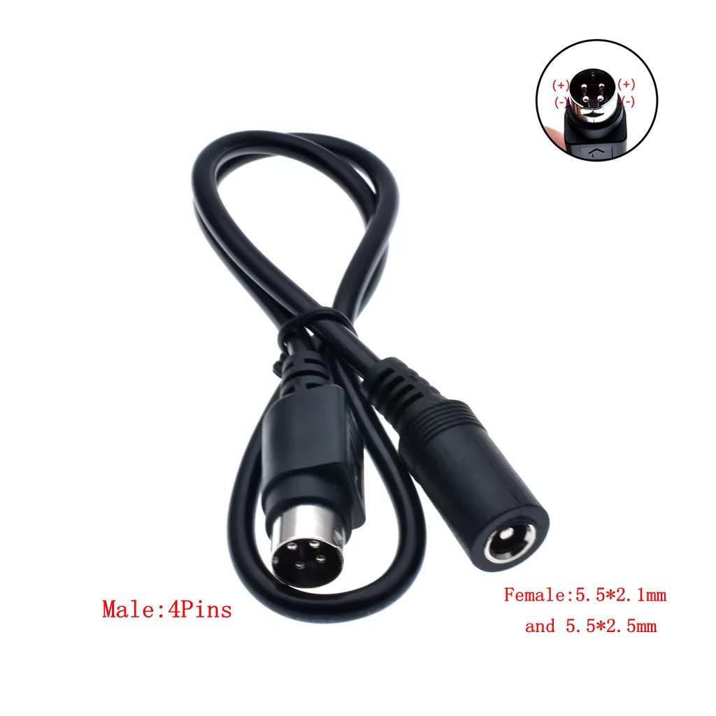 Female 5.5*2.1mm to male 4-Pin Cable Lead For SATO TG-5011-19V-ES Just a 4-Pin cable For TV LCD VCR power supply