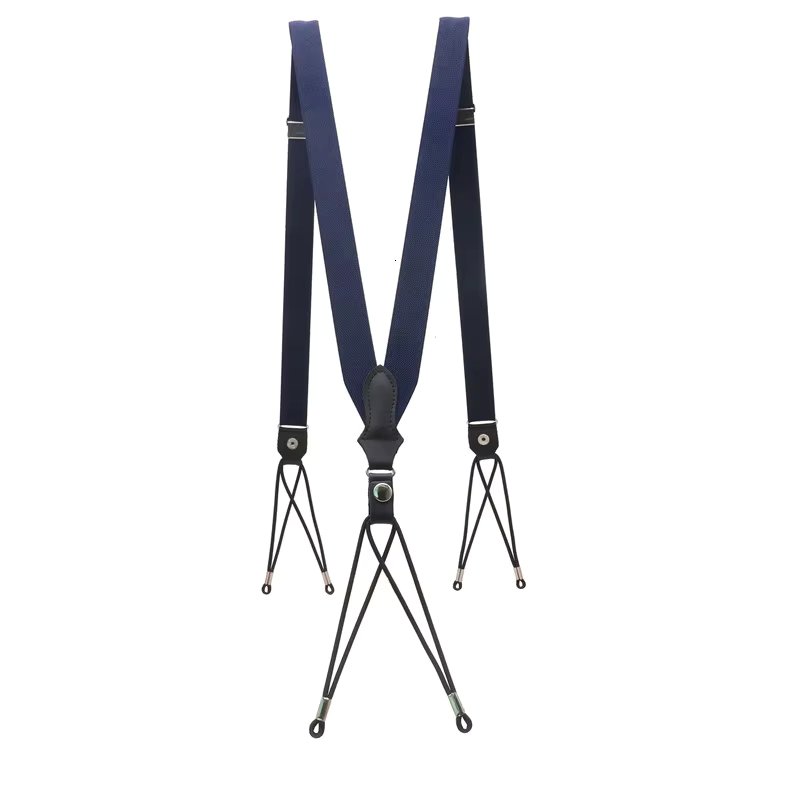 Men's Button Suspenders Cowhide Leather Elastic Belt Y-Back Braces Women Vintage Suspensorio Trousers Strap Clothing Adjustable