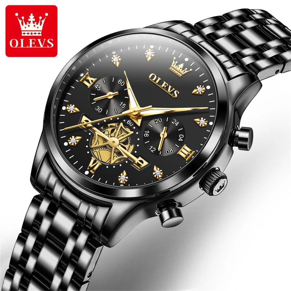 OLEVS Womens Watches Top Brand Luxury Chronograph Quartz Watch for Women Stainless Steel Waterproof Wristwatches Reloj Hombre