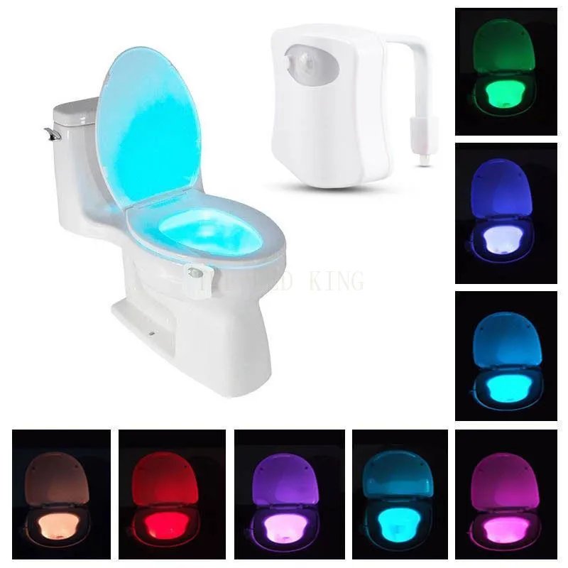 16color LED Night Light Luminaria WC Toilet Hanging Backlight Smart Body Motion Sensor Battery Powered Toilet Seat Warming Light