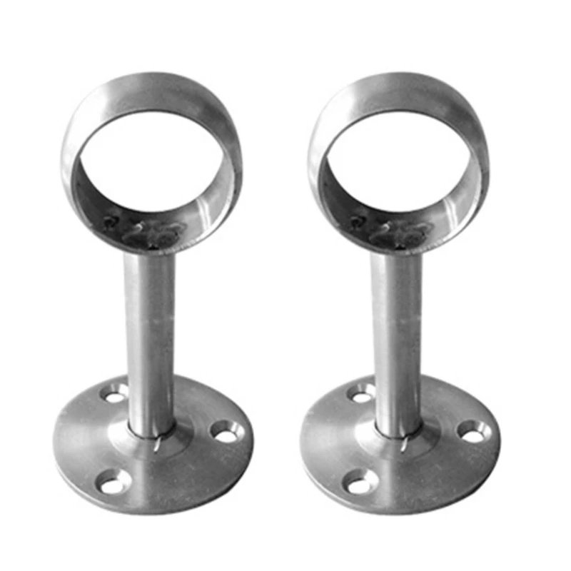 2Pcs Flange Rod Holder Ceiling Mount Curtain Rod Bracket Stainless-Steel Shower Curtain Rod Holder Pipe Flange Socket