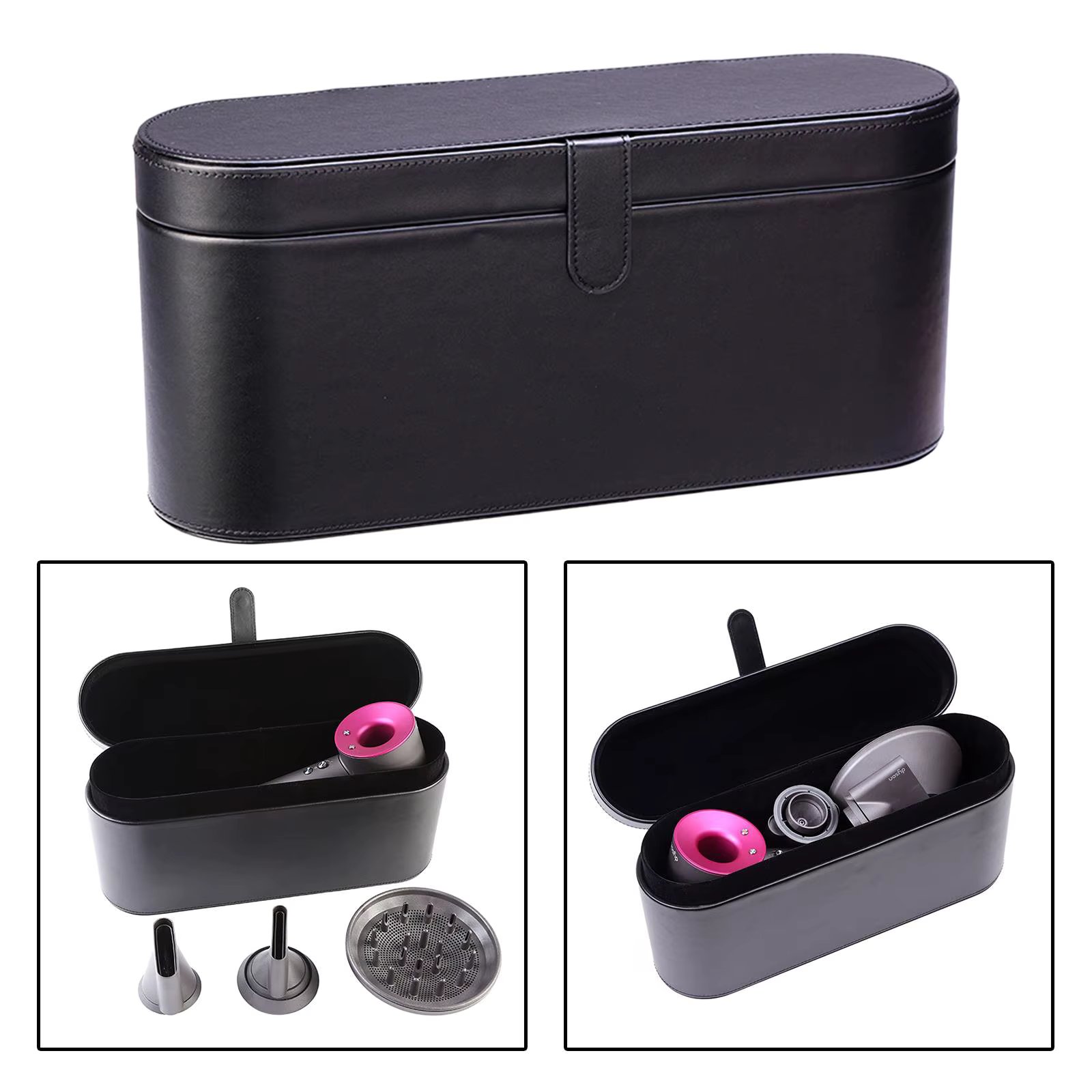 Portable PU Leather Travel Case Hair Dryer Storage Box HD03 Fits Hot Air Brush Accessories Magnetic Flip Organizer Carrier