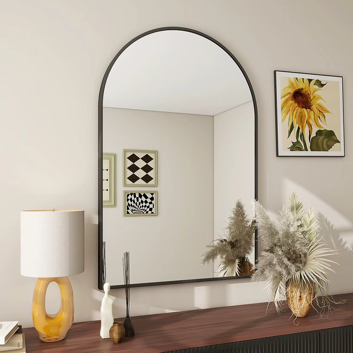 20"x30" Arch Bathroom Mirror, Wall Mounted Mirror, Vanity Wall Mirror w/Metal Frame for Bedroom, Entryway, Living Room