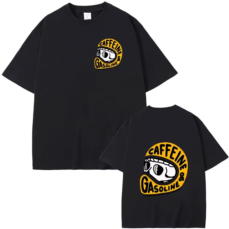 2024 Men's T-shirt Gothic Harajuku Biker Skull Graphic Tee Men Cotton Fashion Short Sleeve Tops Dark Punk Skulls Retro T-Shirt